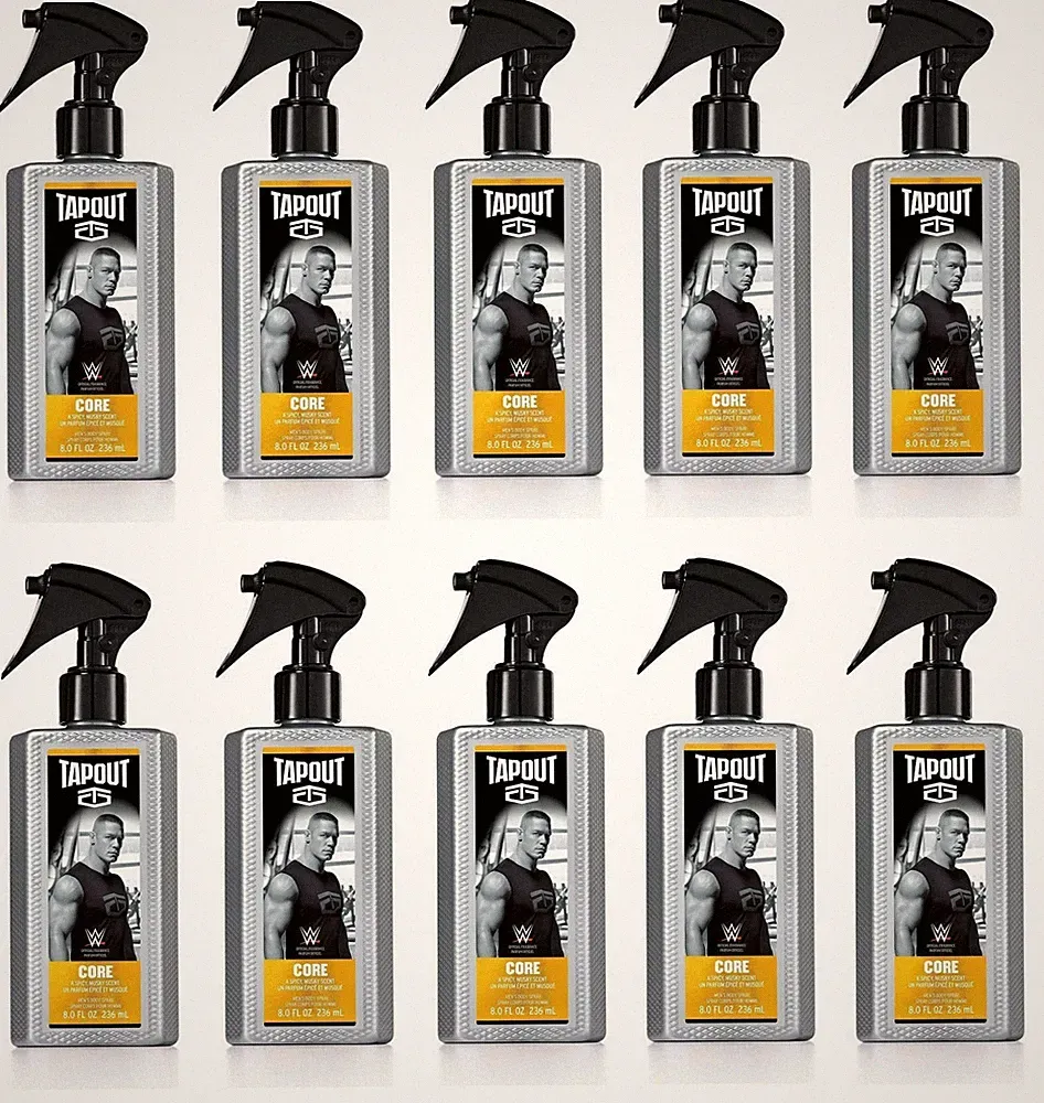 10 Bottles Tapout CORE for Men Body Spray 8.0 oz (236 ml) NEW Spicy Musky Scent