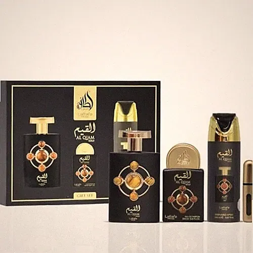 Lattafa Al Qiam Gold 3 Pcs Eau De Parfum 3.4 oz Gift Set for Unisex Fragrance
