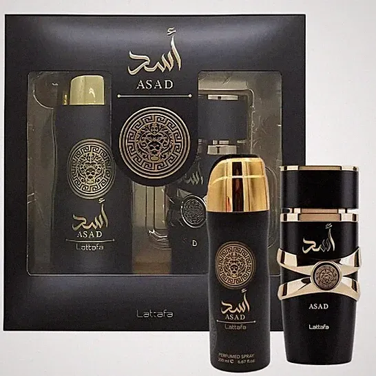 Lattafa Asad Eau de Parfum 3.4oz Men Amber Spicy Vanilla Tobacco 2 PC Gift Set