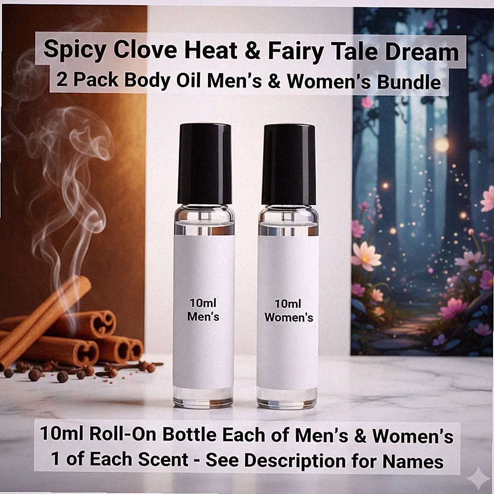 Spicy Clove Heat & Fairy Tale Dream 2 Pack 10ML RollOn Perfume Body Oil Bundle